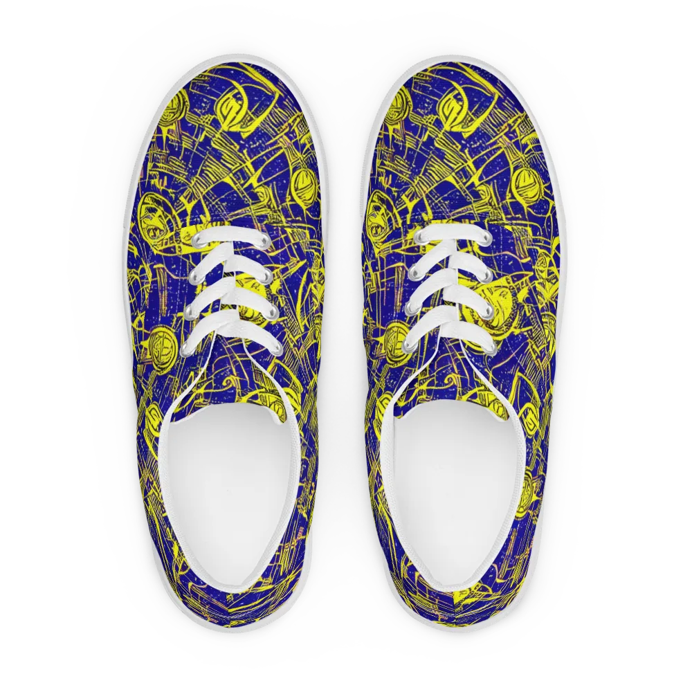 Neon Astronaut on Men's Lace-Up Canvas Shoes — Front