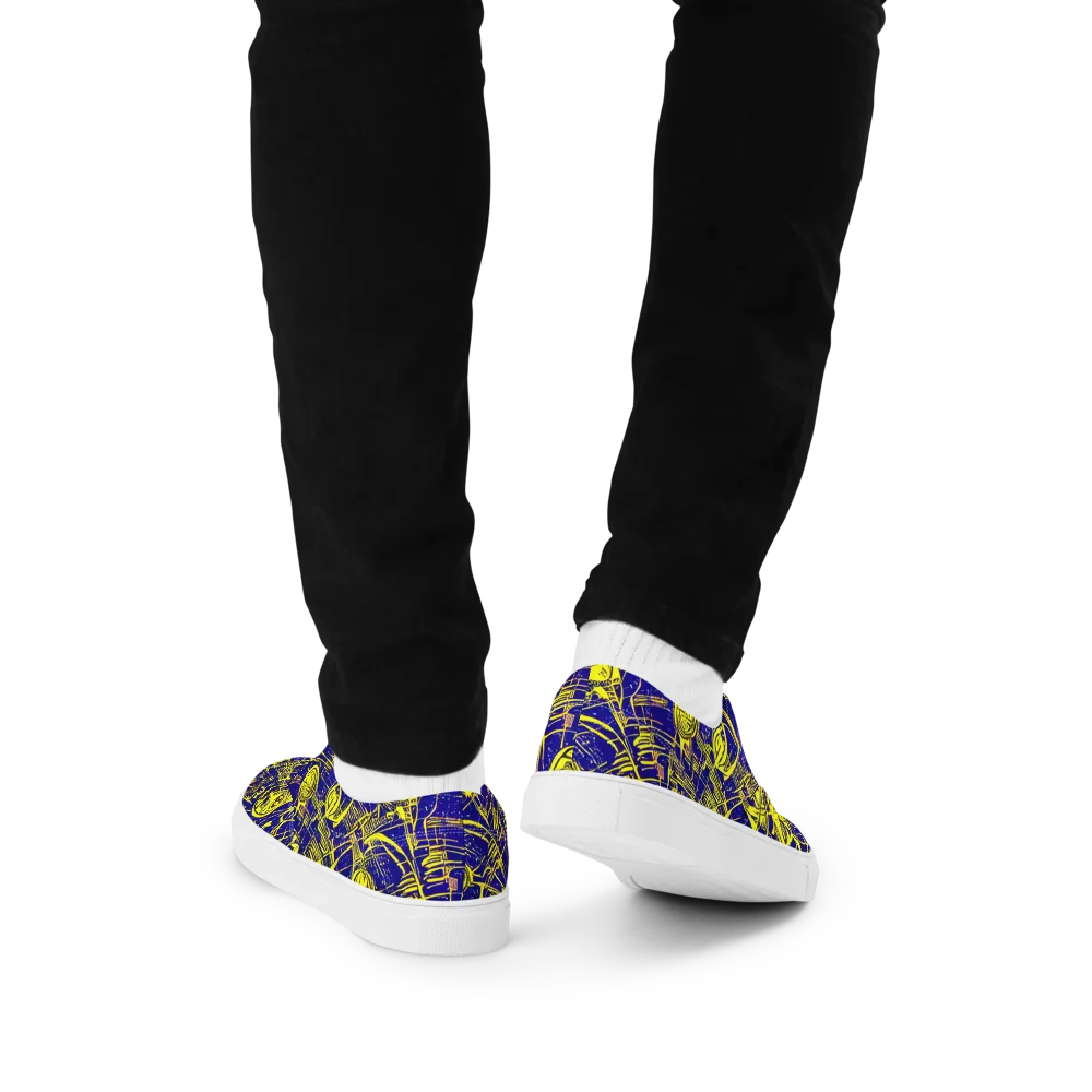 Neon Astronaut on Men's Lace-Up Canvas Shoes — Back
