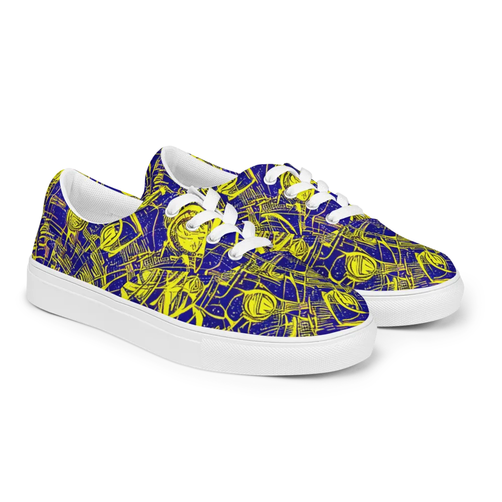 Neon Astronaut on Men's Lace-Up Canvas Shoes — Right Front