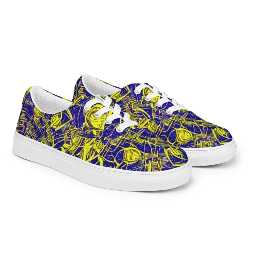 Neon Astronaut on a Men's Lace-Up Canvas Shoes