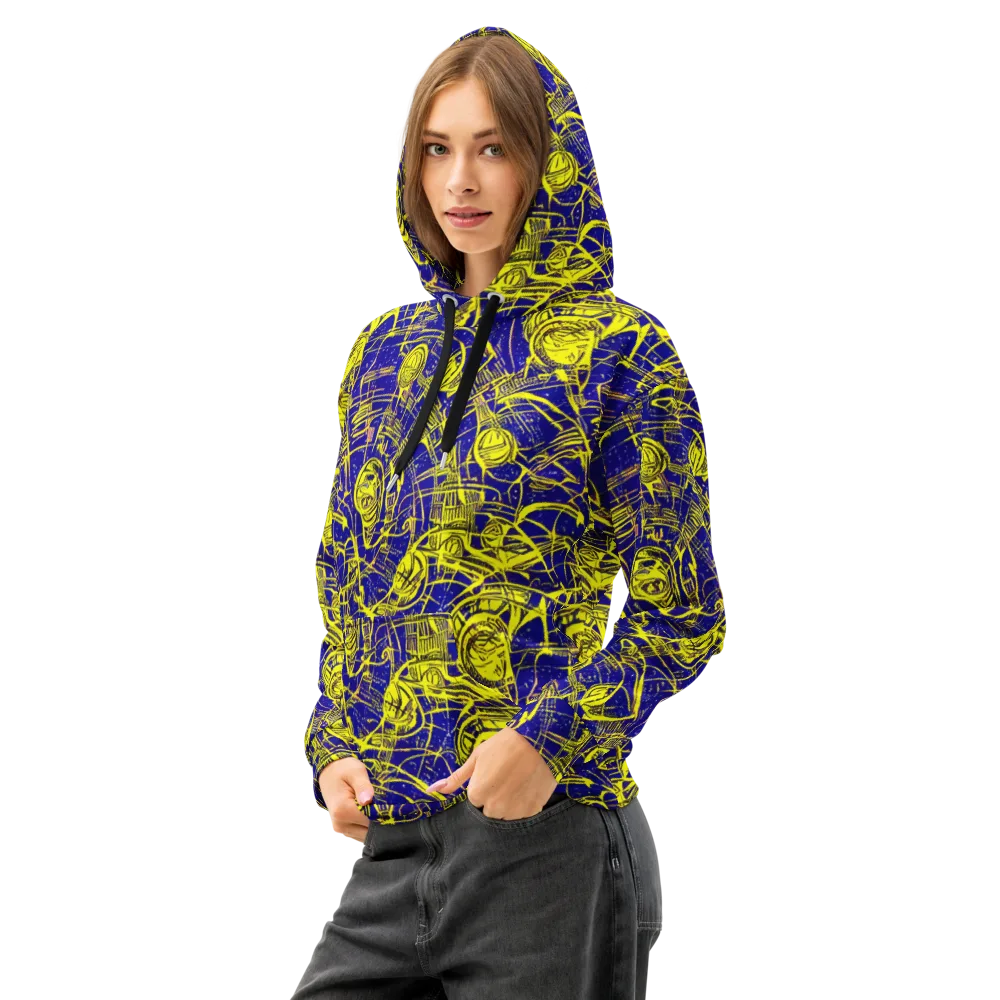 Neon Astronaut on Cotton Hoodie — Left Front