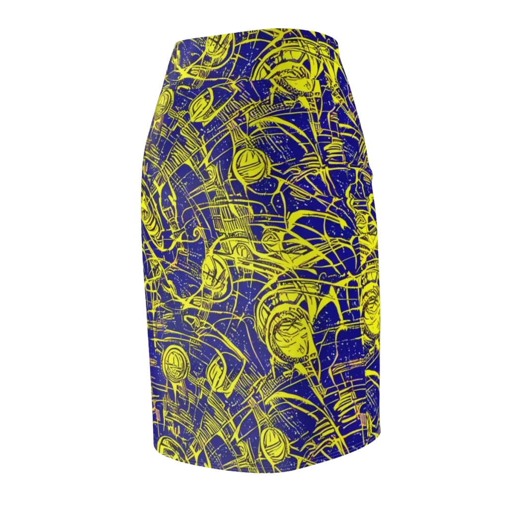 Neon Astronaut on Pencil Skirt — Back Side