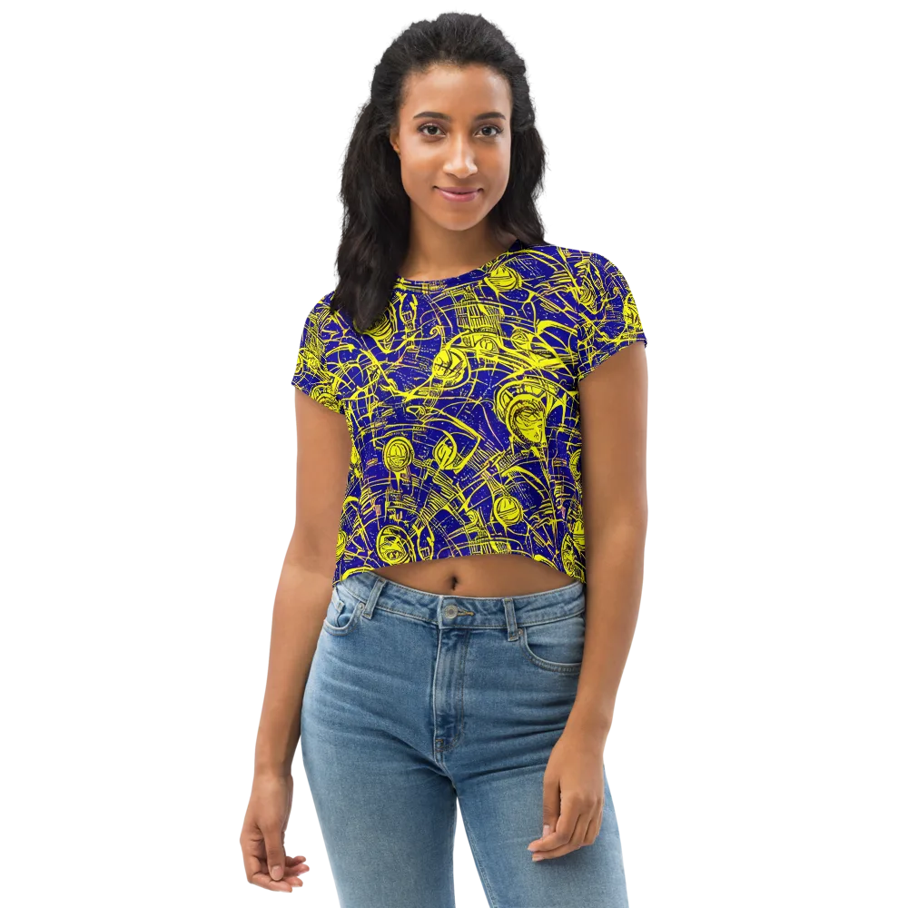Neon Astronaut on Crop Tee — Front