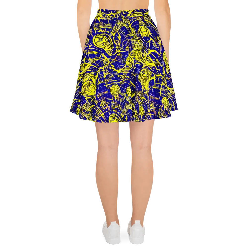 Neon Astronaut on Skater Skirt — Back