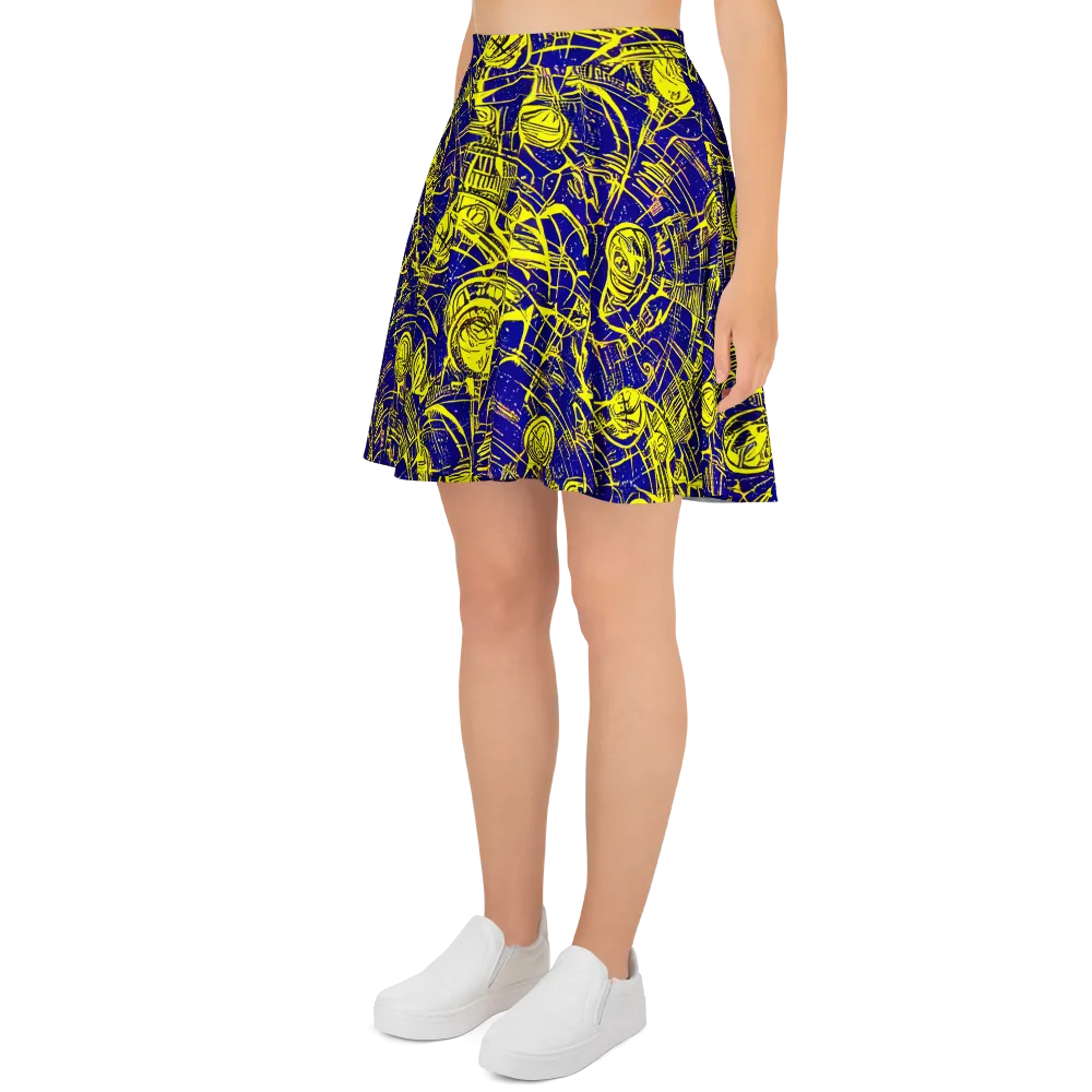 Neon Astronaut on Skater Skirt — Left