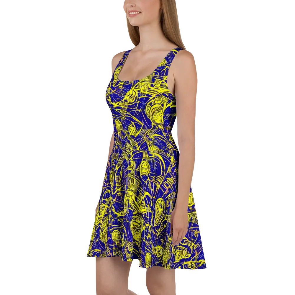 Neon Astronaut on Skater Dress — Left