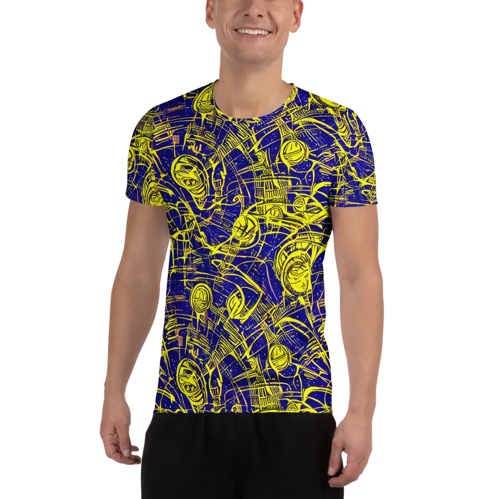 Neon Astronaut on Men's Athletic T-Shirt — Front