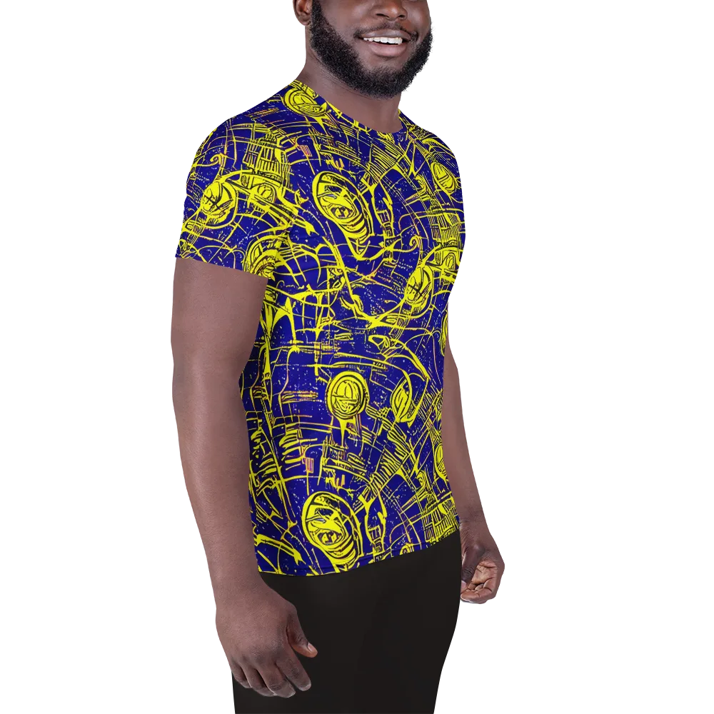 Neon Astronaut on Men's Athletic T-Shirt — Right