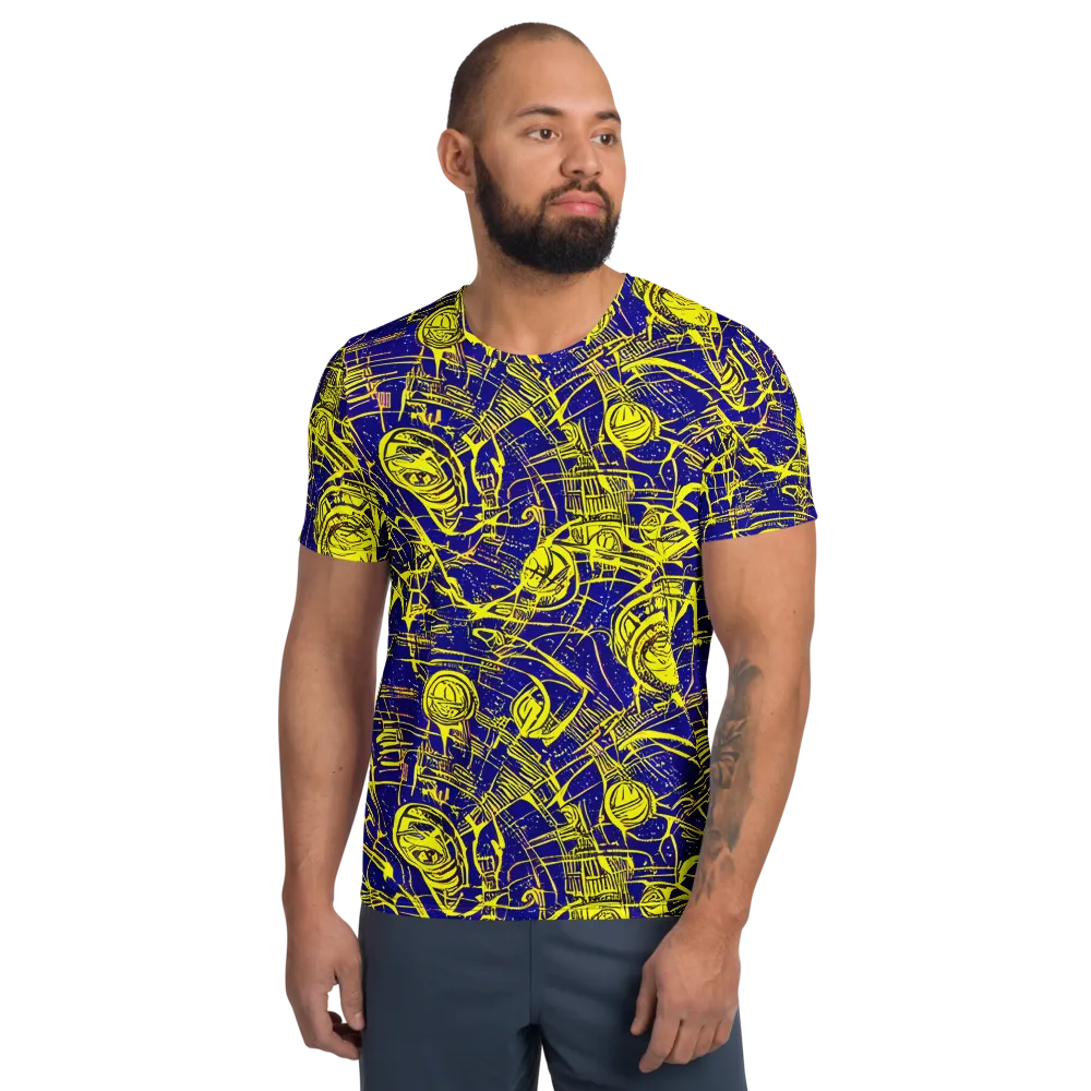 Neon Astronaut on Men's Athletic T-Shirt — Front