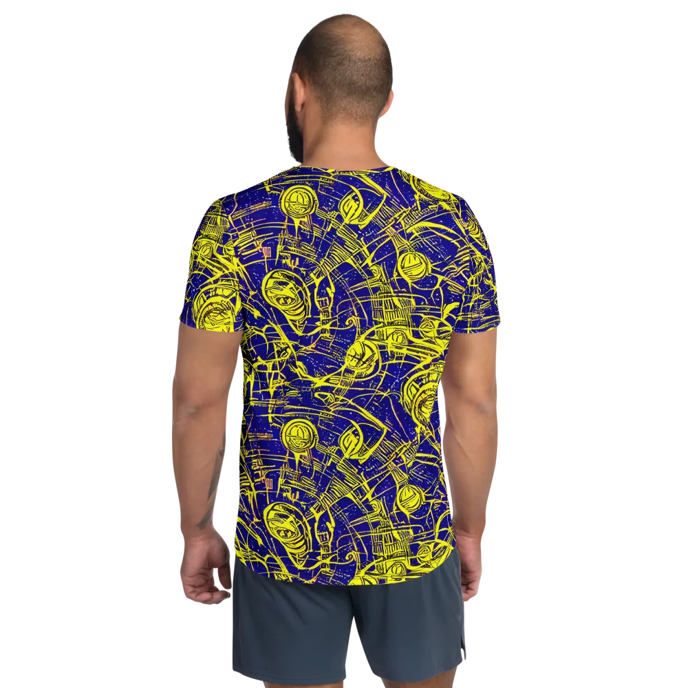 Neon Astronaut on Men's Athletic T-Shirt — Back