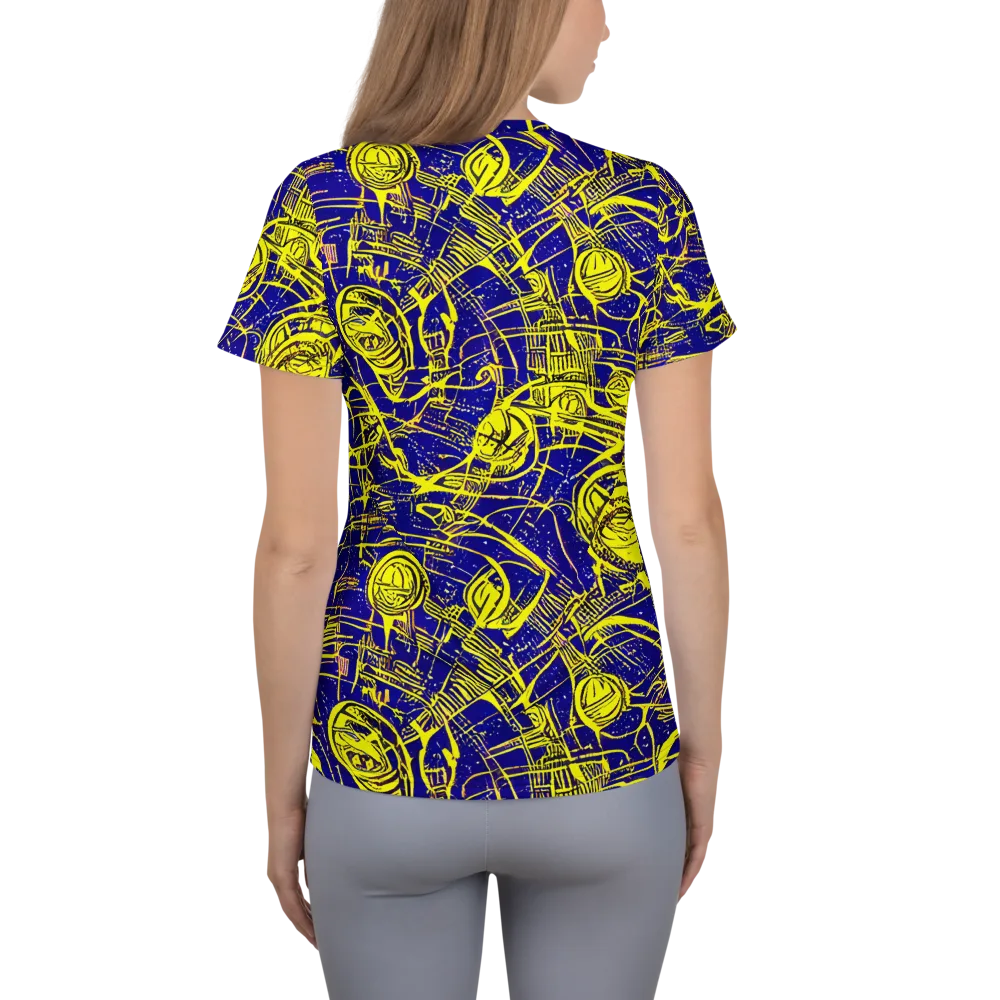 Neon Astronaut on Women's Athletic T-Shirt — Back
