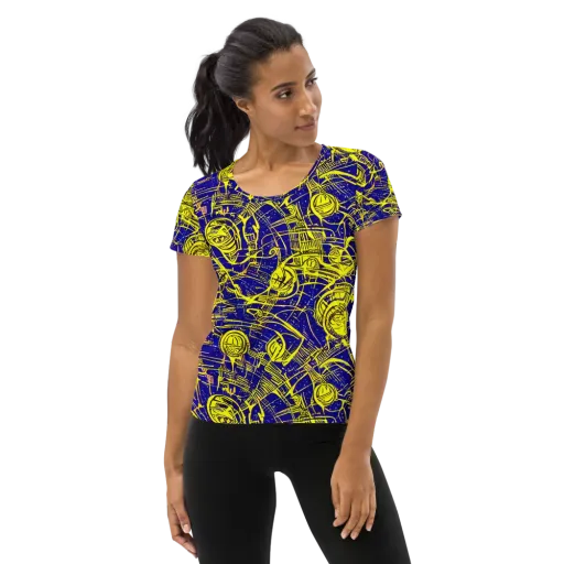 Neon Astronaut on a Women's Athletic T-Shirt