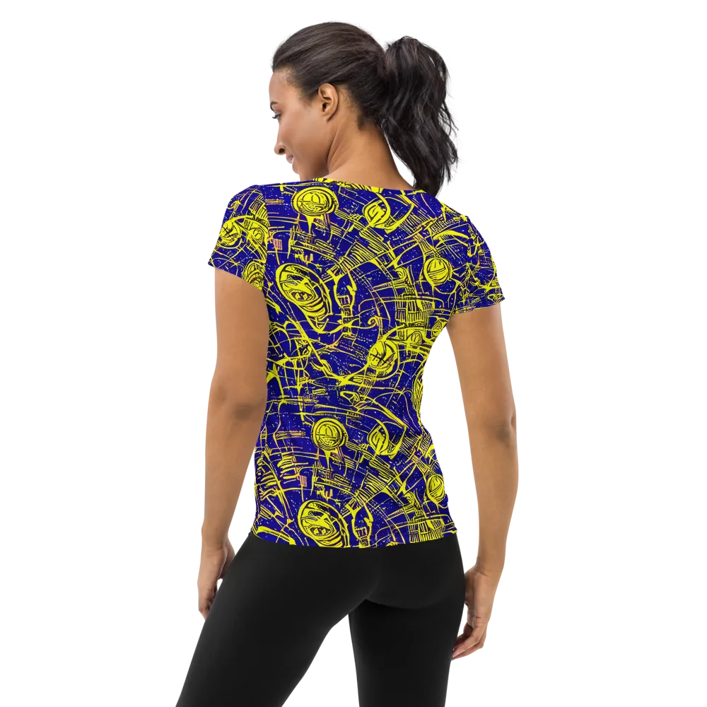 Neon Astronaut on Women's Athletic T-Shirt — Back