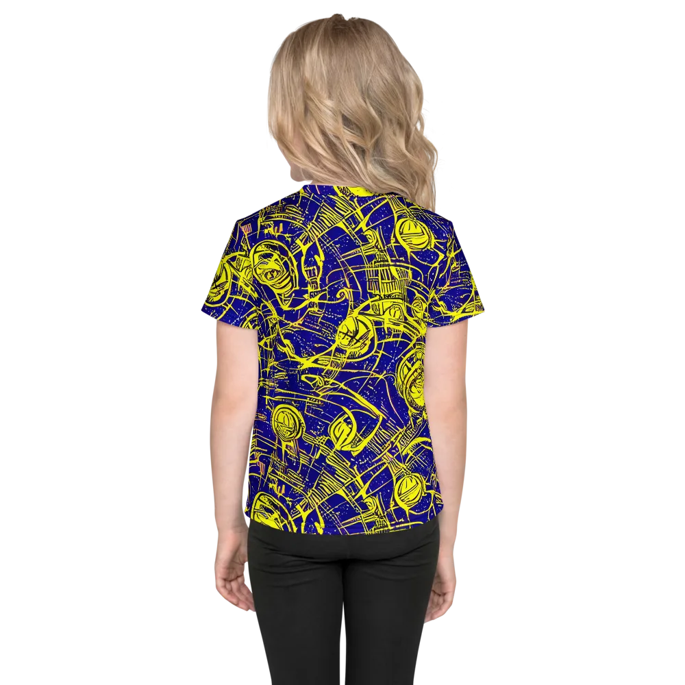 Neon Astronaut on Kids Crew Neck T-Shirt — Back