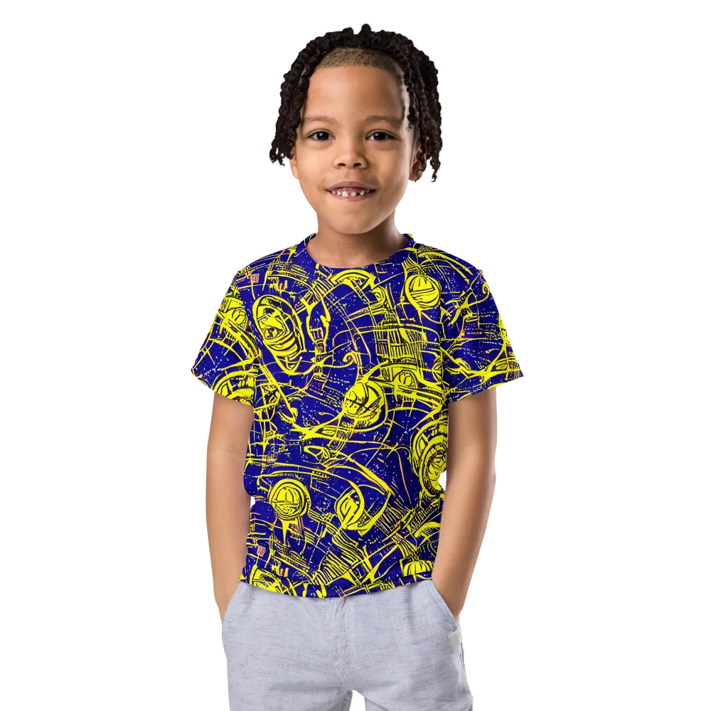 Neon Astronaut on Kids Crew Neck T-Shirt — Front