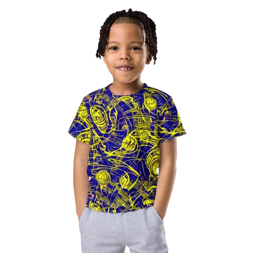 Neon Astronaut on a Kids Crew Neck T-Shirt