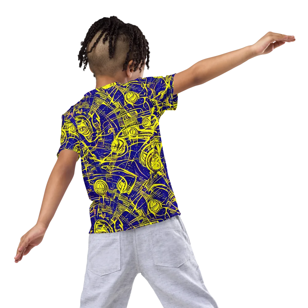 Neon Astronaut on Kids Crew Neck T-Shirt — Back