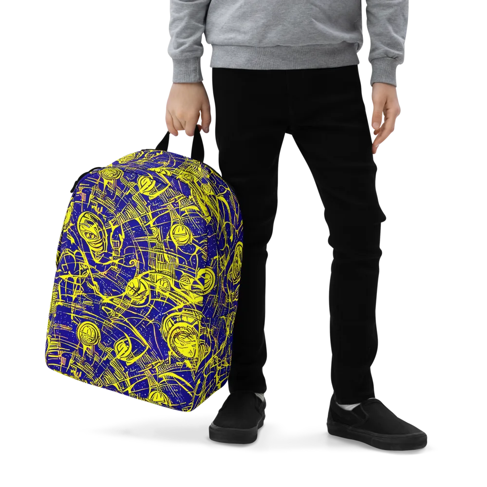 Neon Astronaut on Minimalist Backpack — Zoomed-in