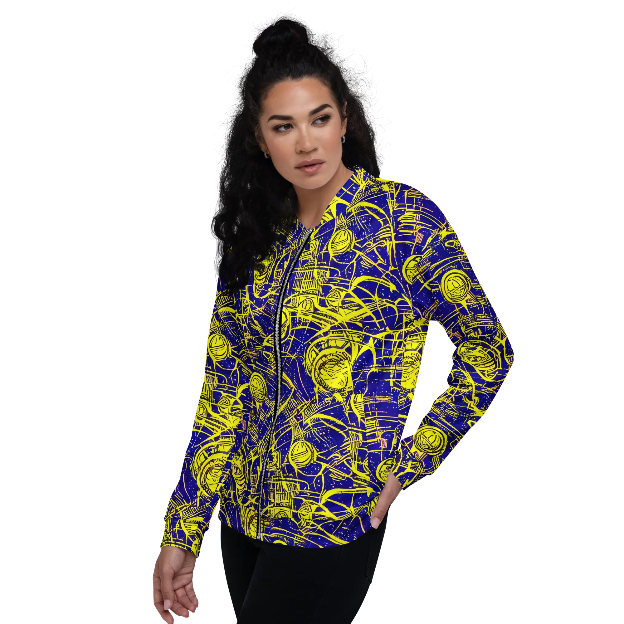 Neon Astronaut on Bomber Jacket — Left