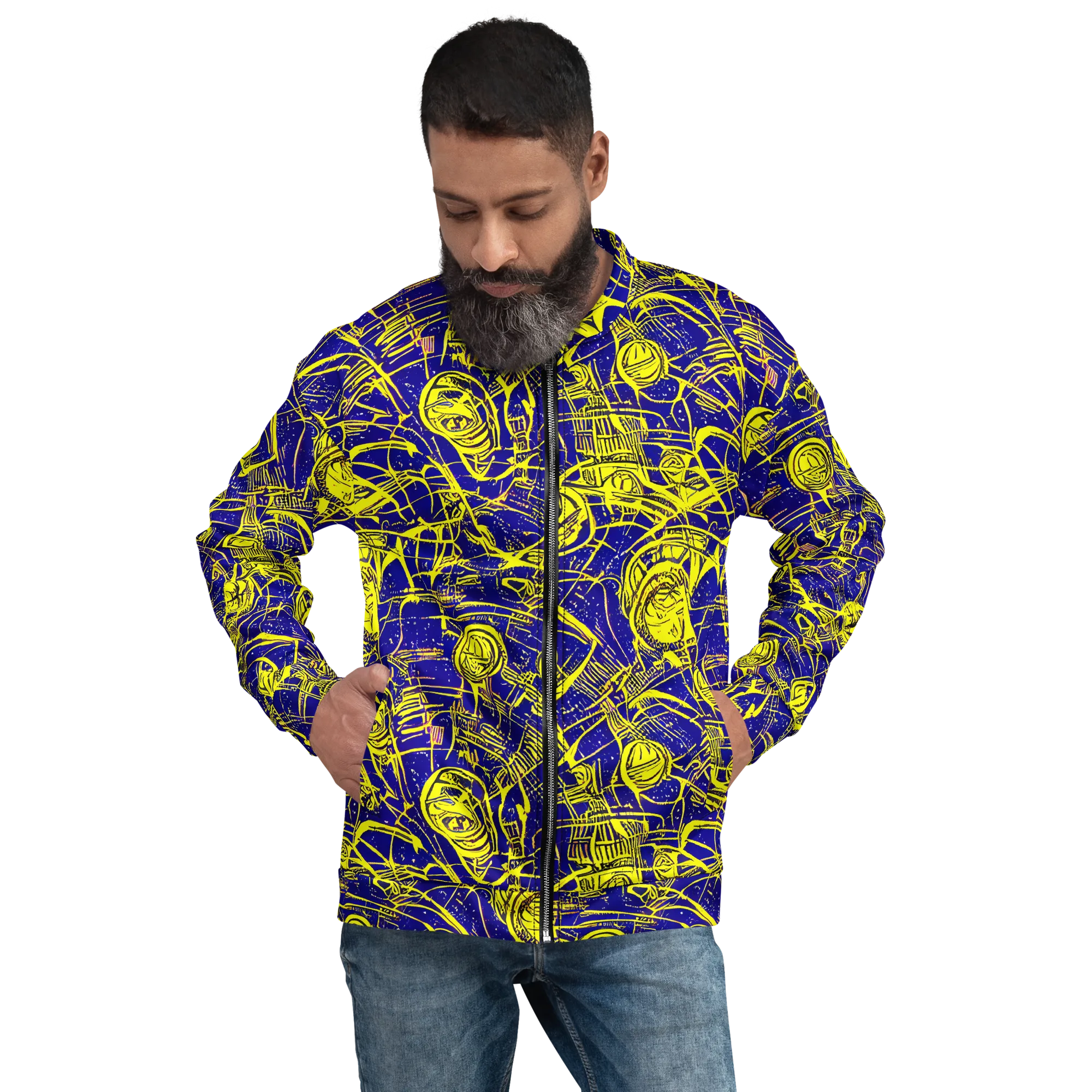 Neon Astronaut on Bomber Jacket — Front