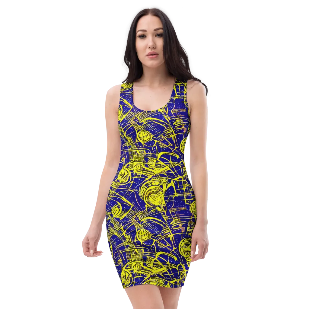 Neon Astronaut on Bodycon Dress — Front