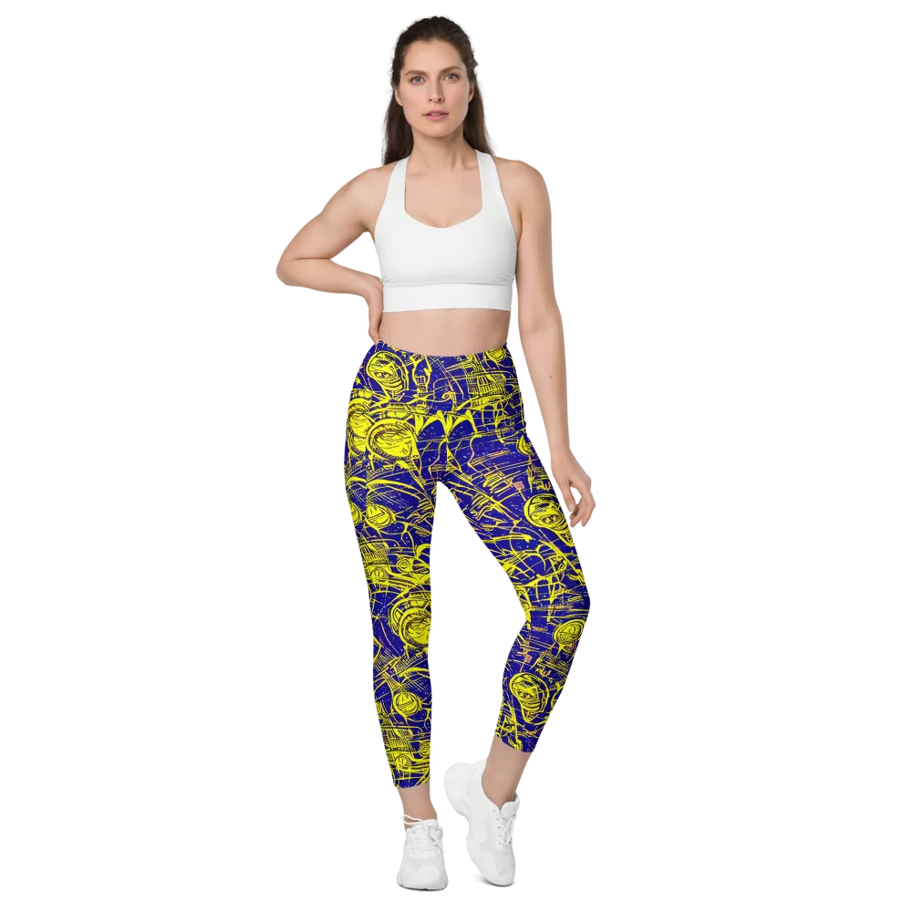 Neon Astronaut on Leggings with Pockets — Front