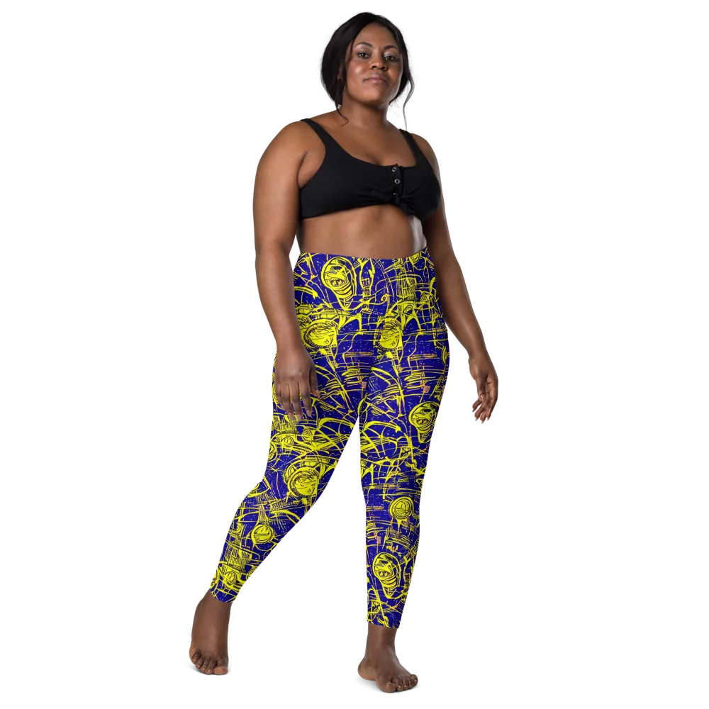 Neon Astronaut on Leggings with Pockets — Front