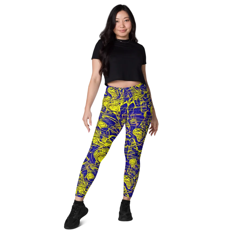 Neon Astronaut on Leggings with Pockets — Front