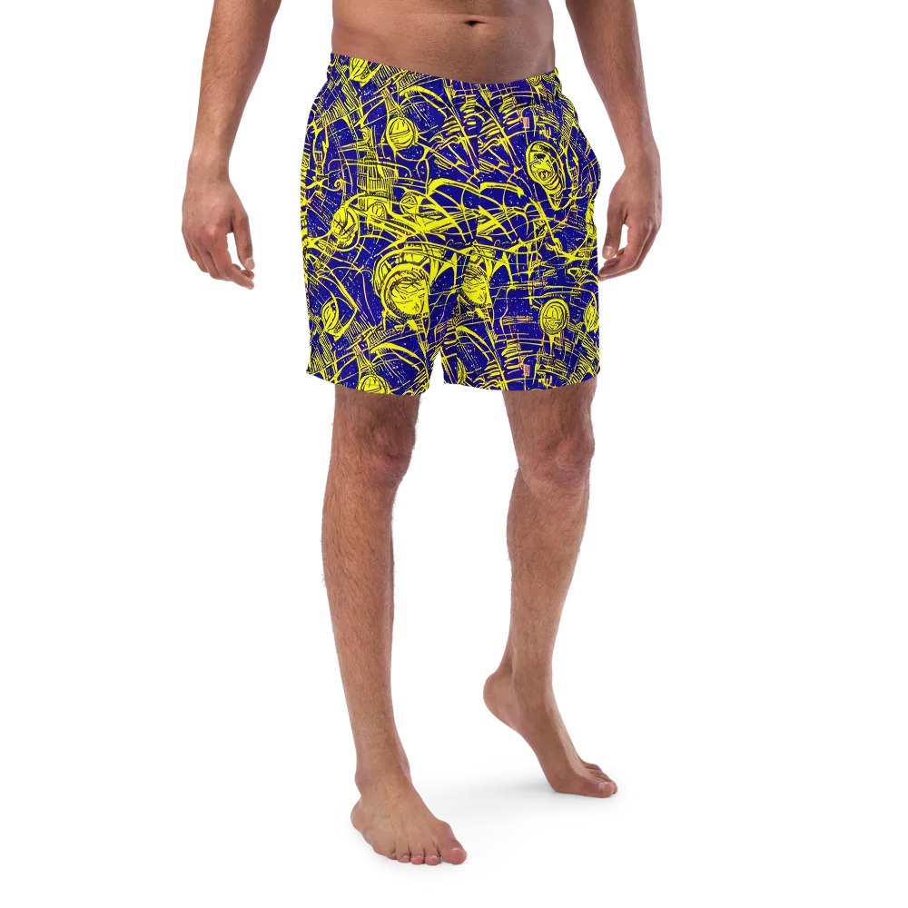 Neon Astronaut on Swim Trunks — Front
