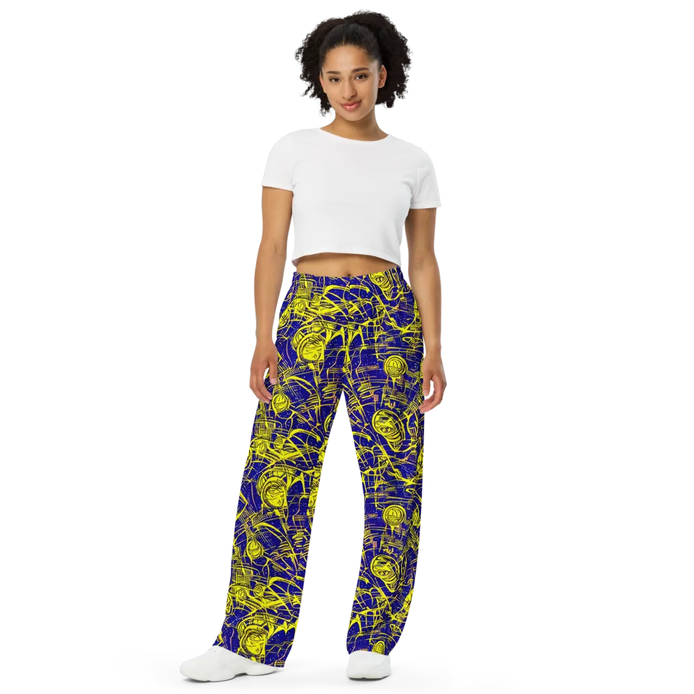 Neon Astronaut on Wide-Leg Pants — Front