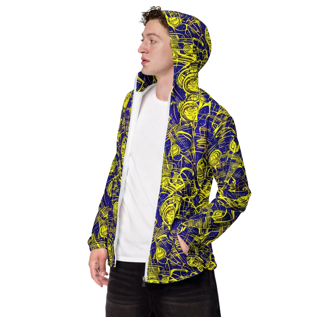 Neon Astronaut on Men's Windbreaker — Left Front