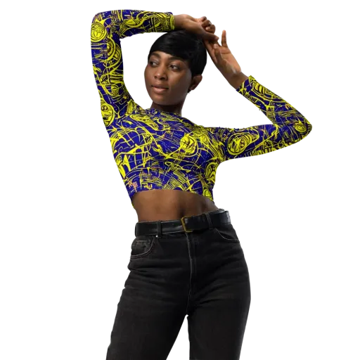 Neon Astronaut on a Long Sleeve Crop Top