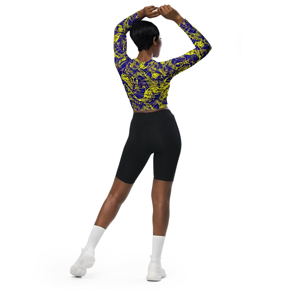 Neon Astronaut on Long Sleeve Crop Top — Back