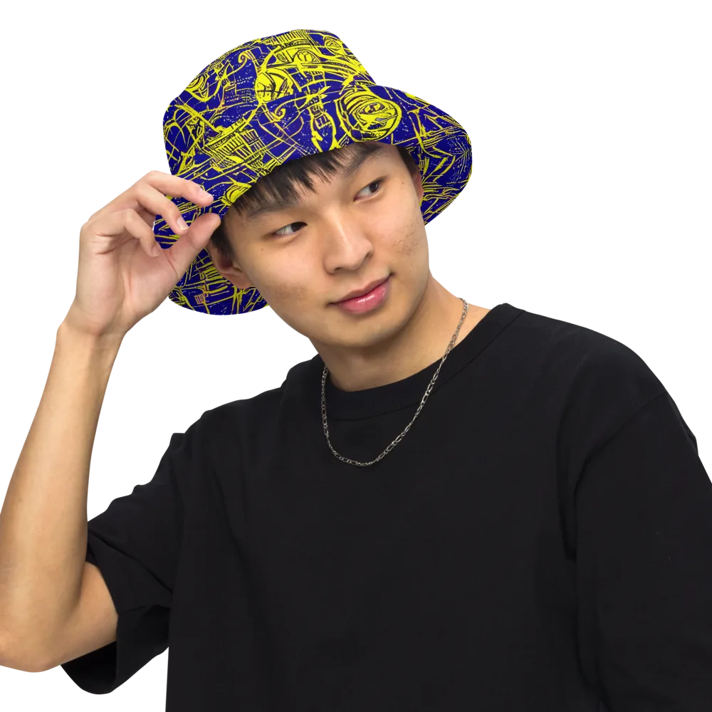 Neon Astronaut on Reversible Bucket Hat — Front Inside