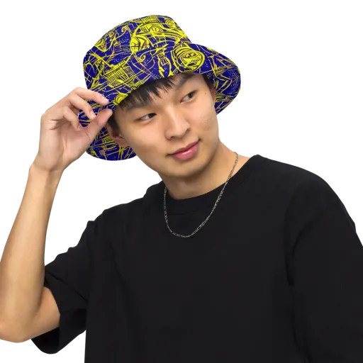 Neon Astronaut on a Reversible Bucket Hat