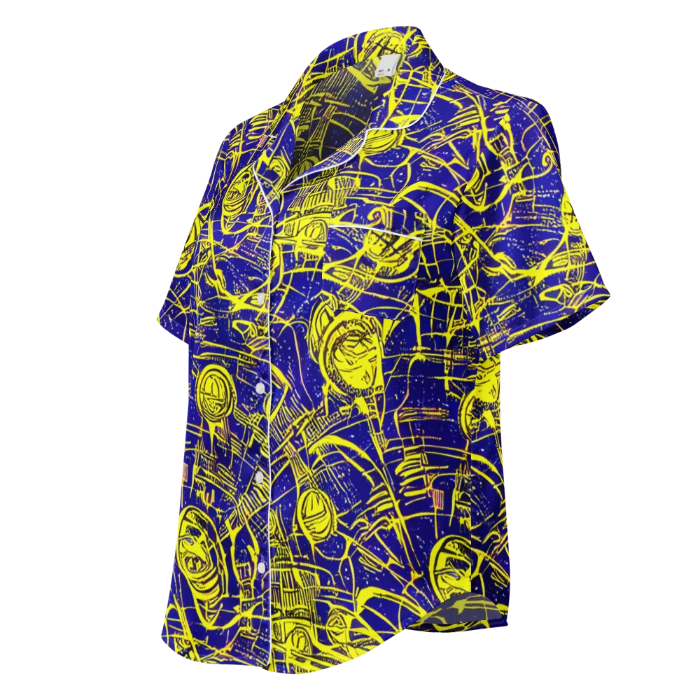 Neon Astronaut on Women's Short Sleeve Pajama Top — Left Front