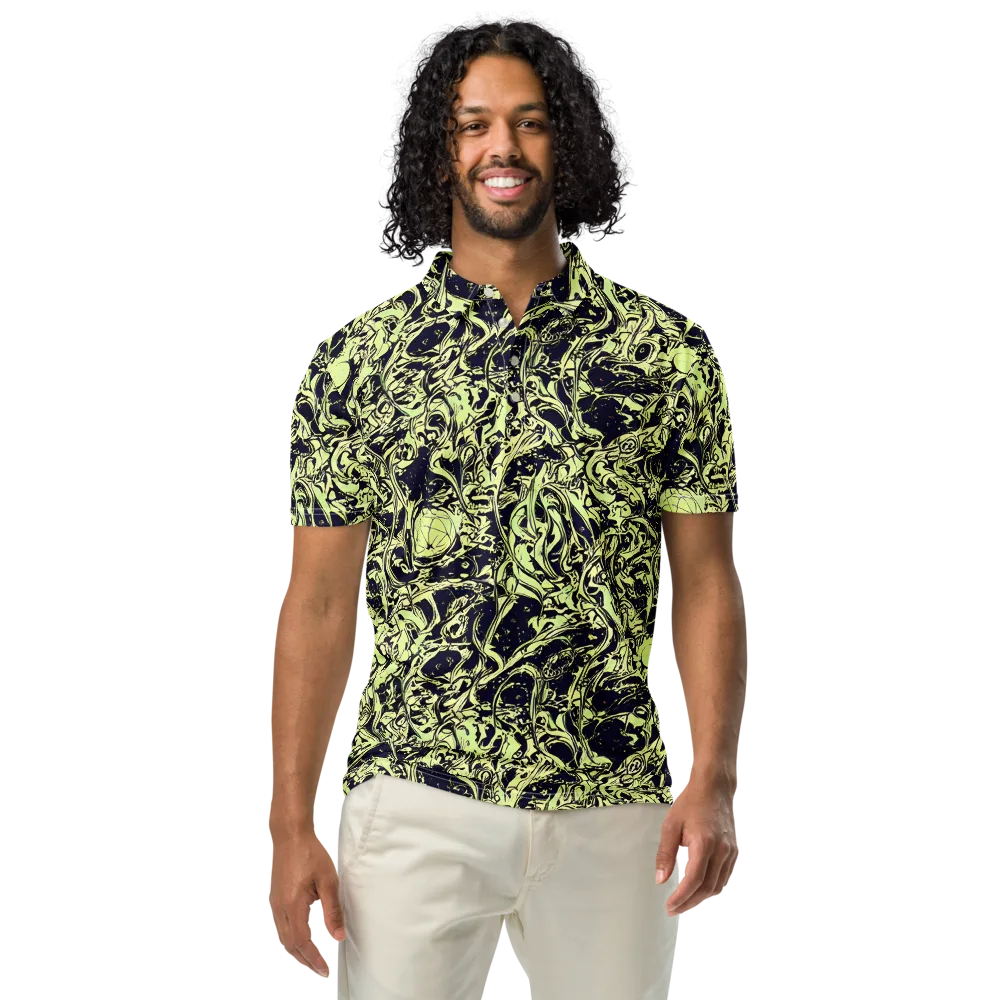 Chartreuse Chaos on Men's Slim Fit Polo Shirt — Front