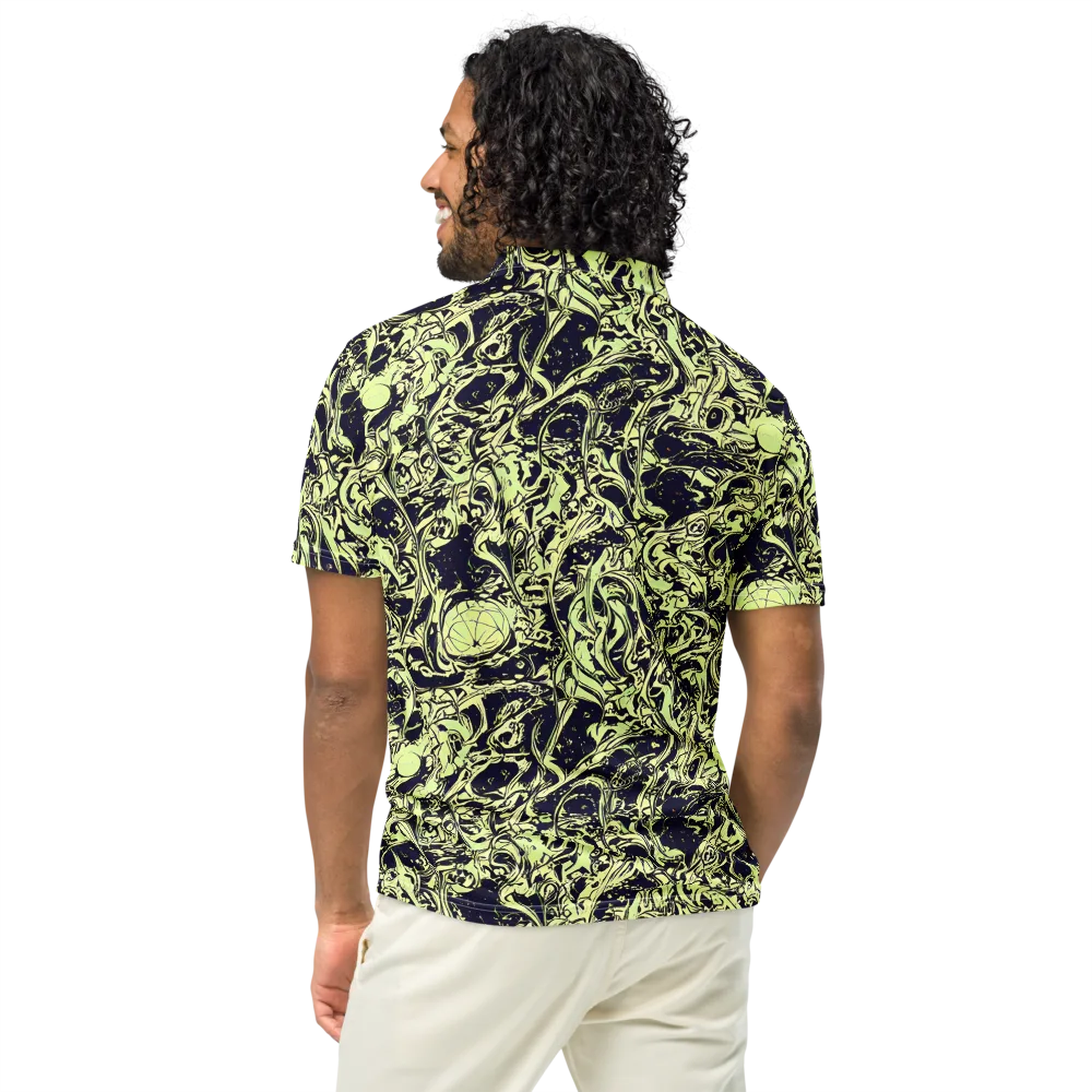 Chartreuse Chaos on Men's Slim Fit Polo Shirt — Back