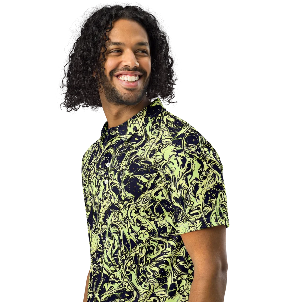 Chartreuse Chaos on Men's Slim Fit Polo Shirt — Left Front