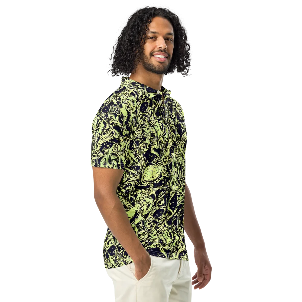 Chartreuse Chaos on Men's Slim Fit Polo Shirt — Right Front