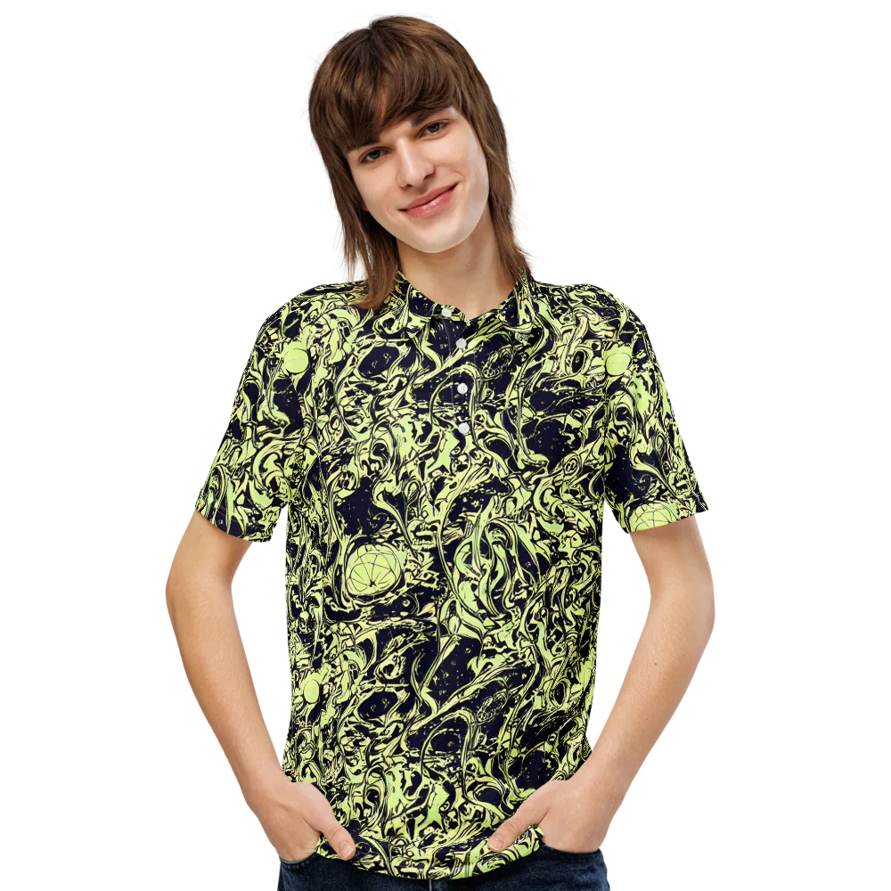 Chartreuse Chaos on Men's Slim Fit Polo Shirt — Front