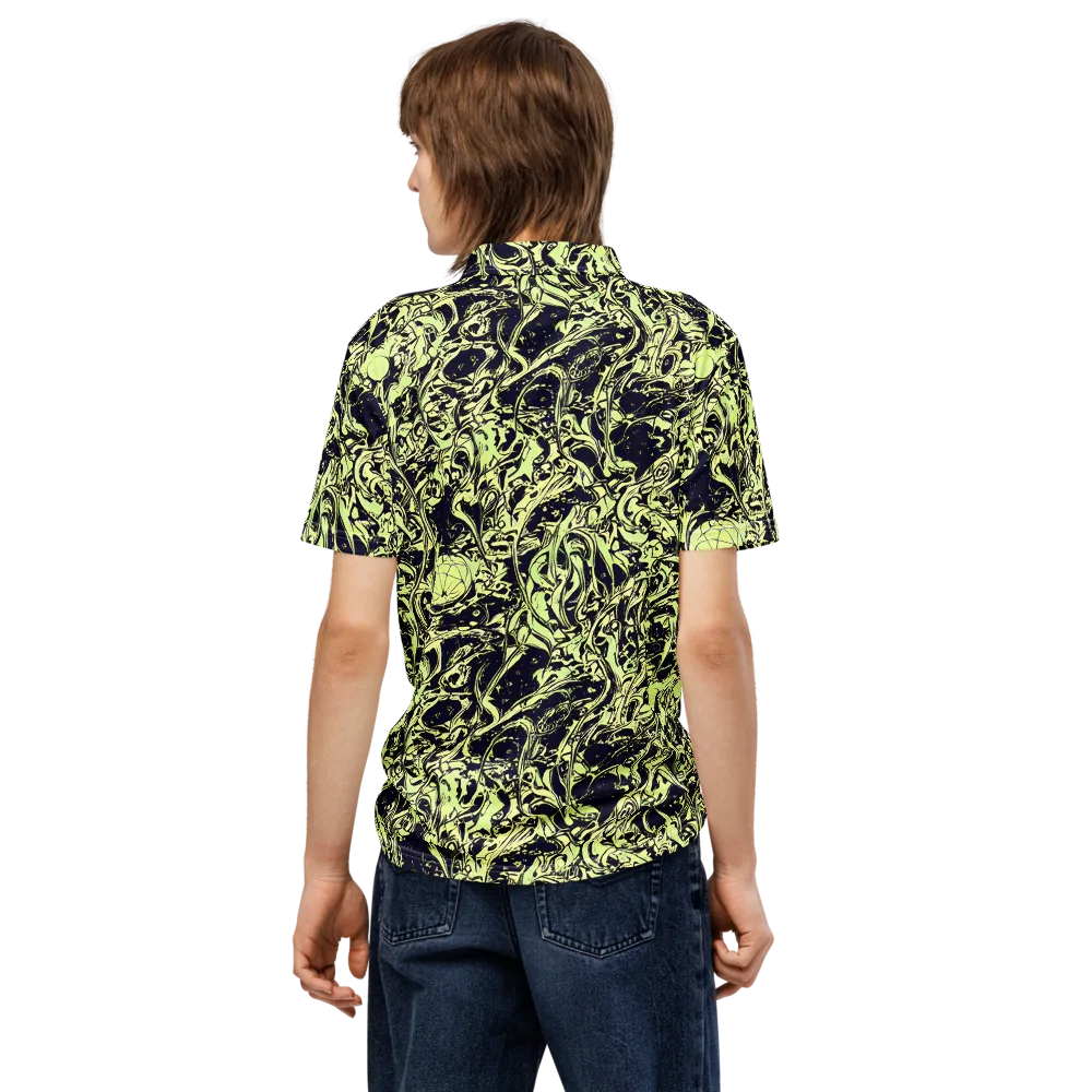Chartreuse Chaos on Men's Slim Fit Polo Shirt — Back