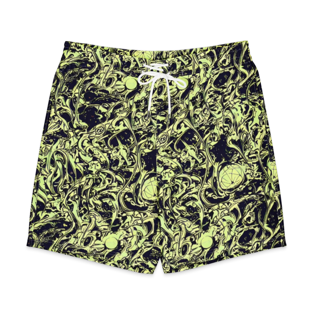Chartreuse Chaos on Men's Board Shorts — Front