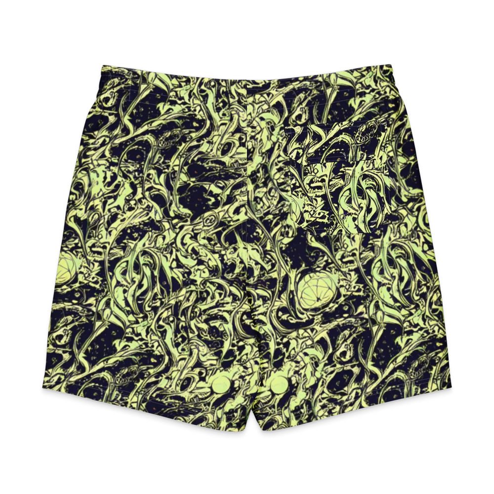 Chartreuse Chaos on Men's Board Shorts — Back