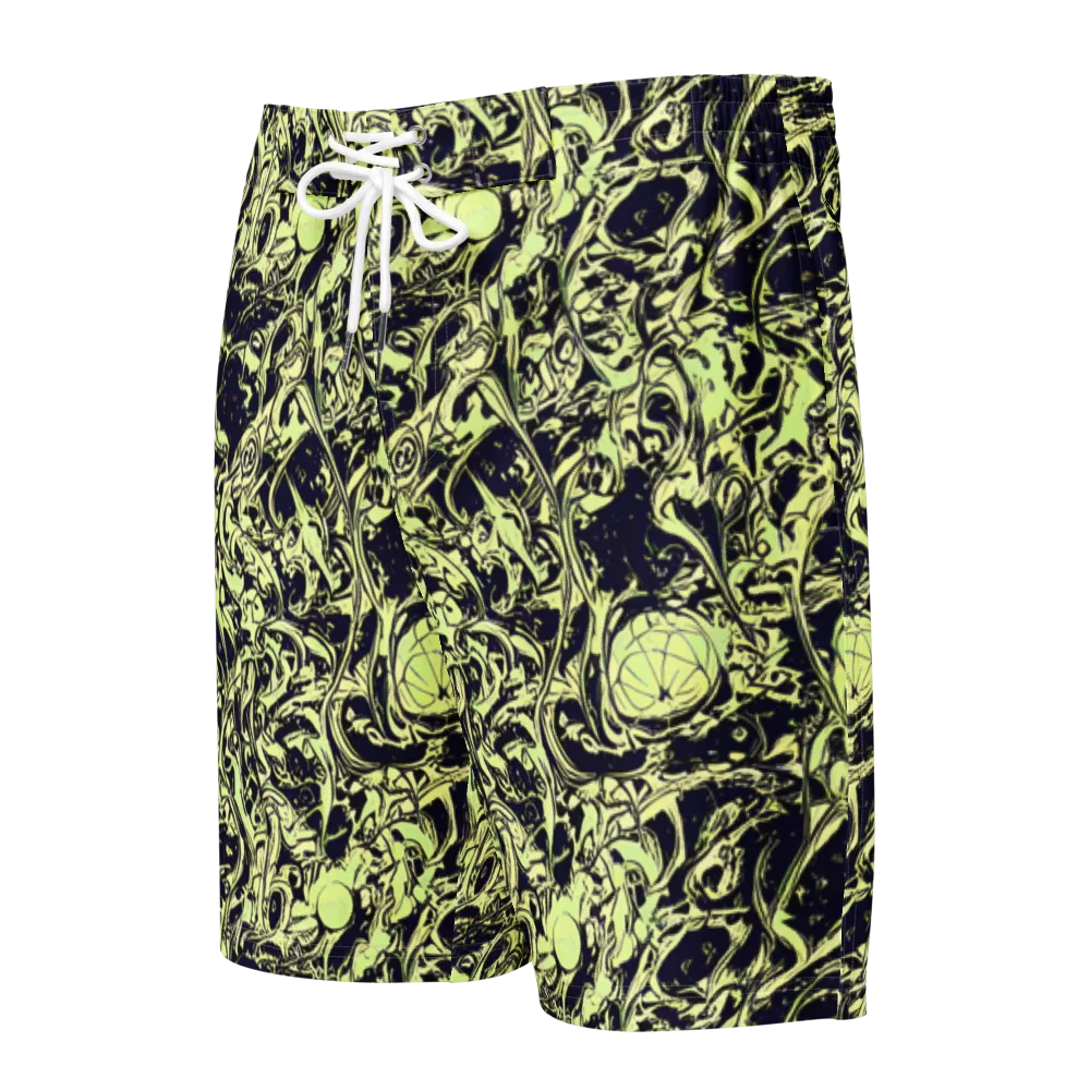 Chartreuse Chaos on Men's Board Shorts — Front