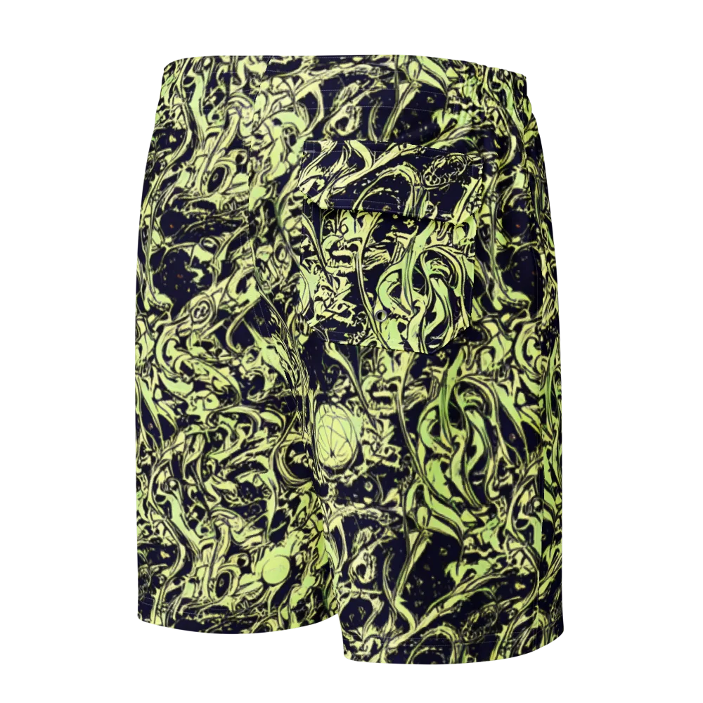 Chartreuse Chaos on Men's Board Shorts — Back