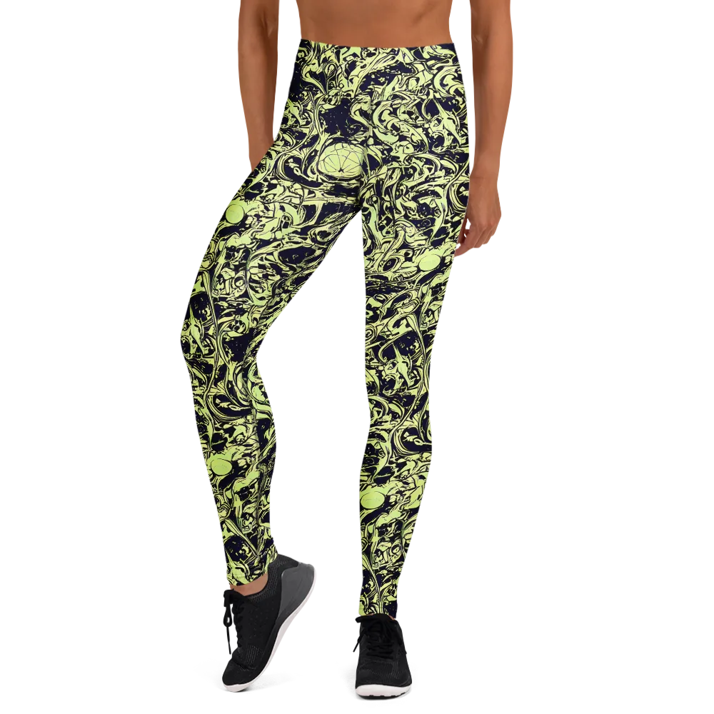 Chartreuse Chaos on Yoga Leggings — Front