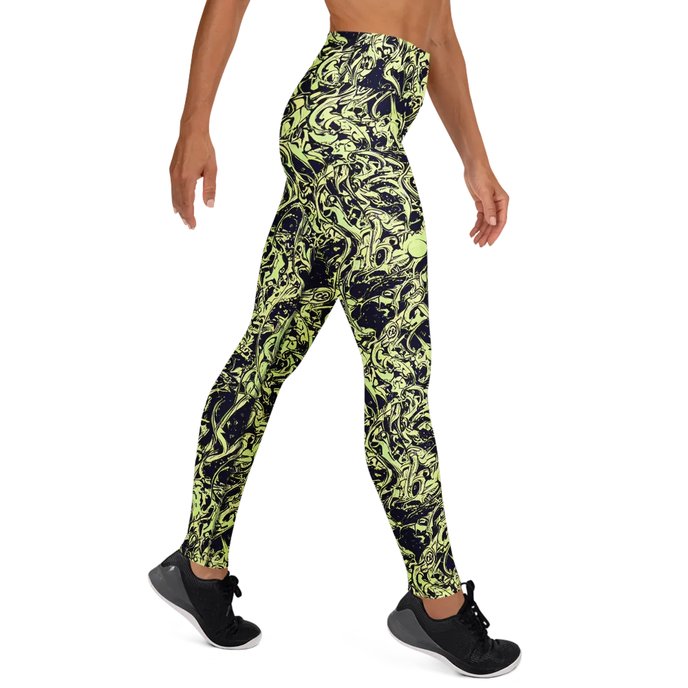 Chartreuse Chaos on Yoga Leggings — Right