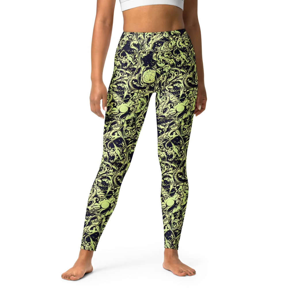 Chartreuse Chaos on Yoga Leggings — Front