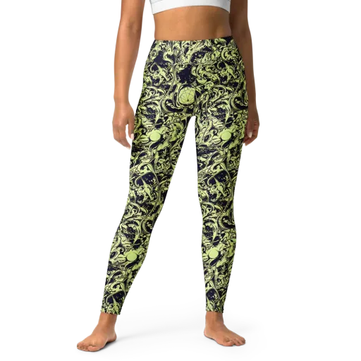 Chartreuse Chaos on a Yoga Leggings